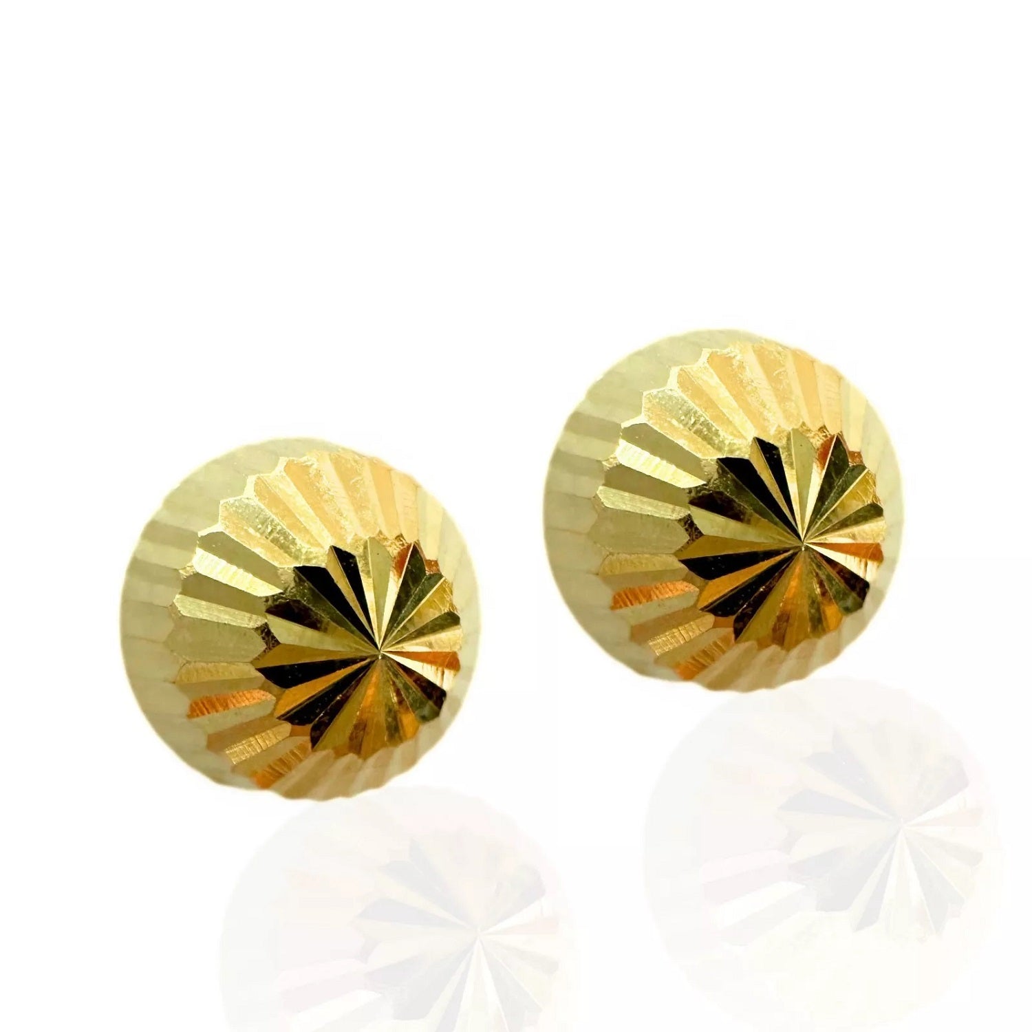 Stud Earrings 5mm 14k Yellow Gold Half Ball Diamond Cut Push Back Earrings.