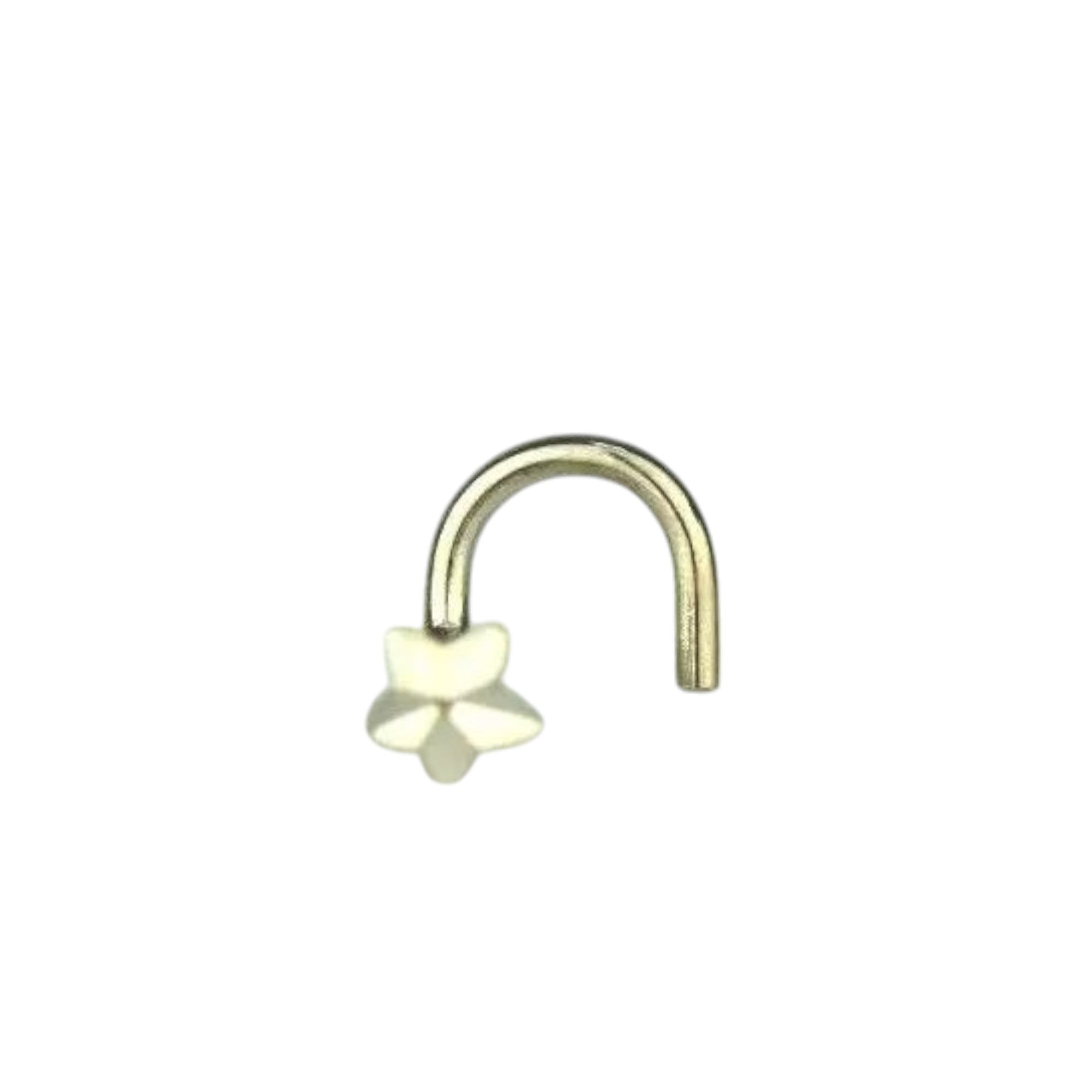 14K Yellow or White Gold Diamond Cut Star Nose Piercing