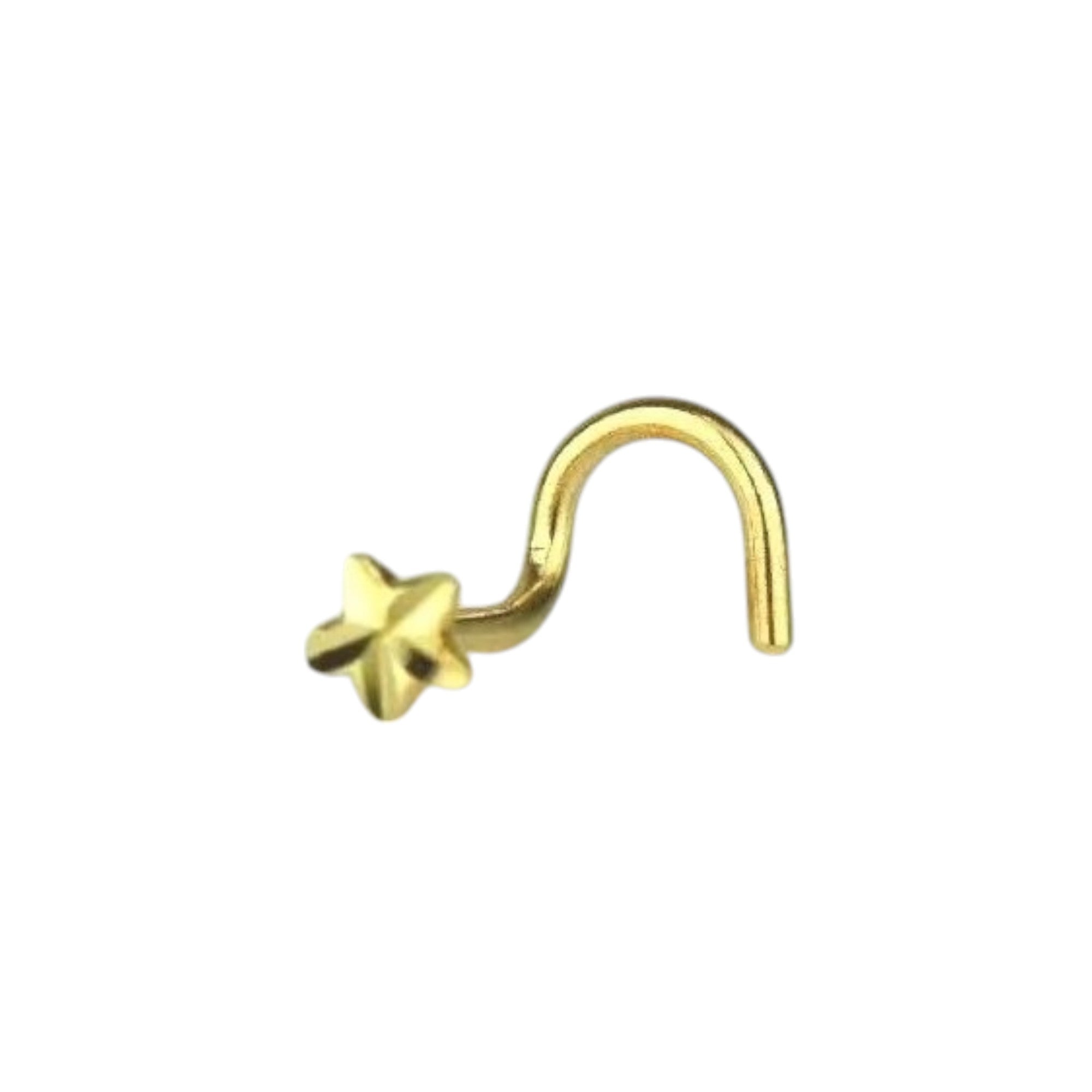 14K Yellow or White Gold Diamond Cut Star Nose Piercing
