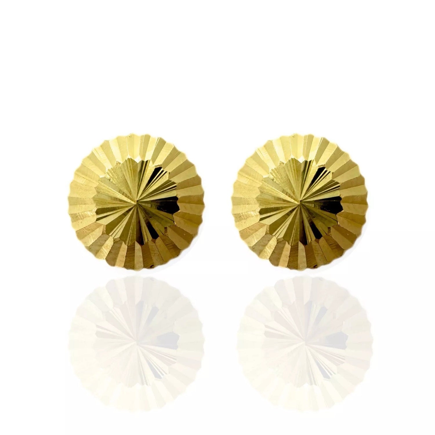 4mm 14k Yellow Gold Half Ball Diamond Cut Push Back Earrings
