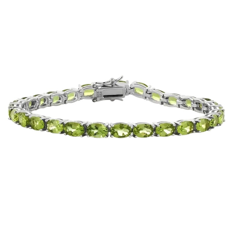 Green Peridot Women's Tennis Bracelet Silver Tennis Bracelets for Women