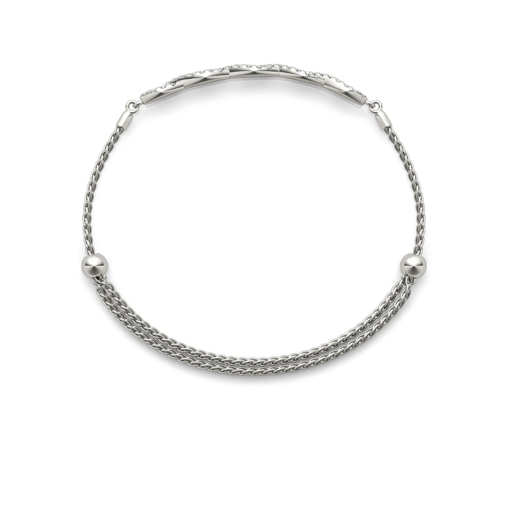 0.45 Carat Diamond CROSSOVER Adjustable Bracelet In 14K White Solid Gold