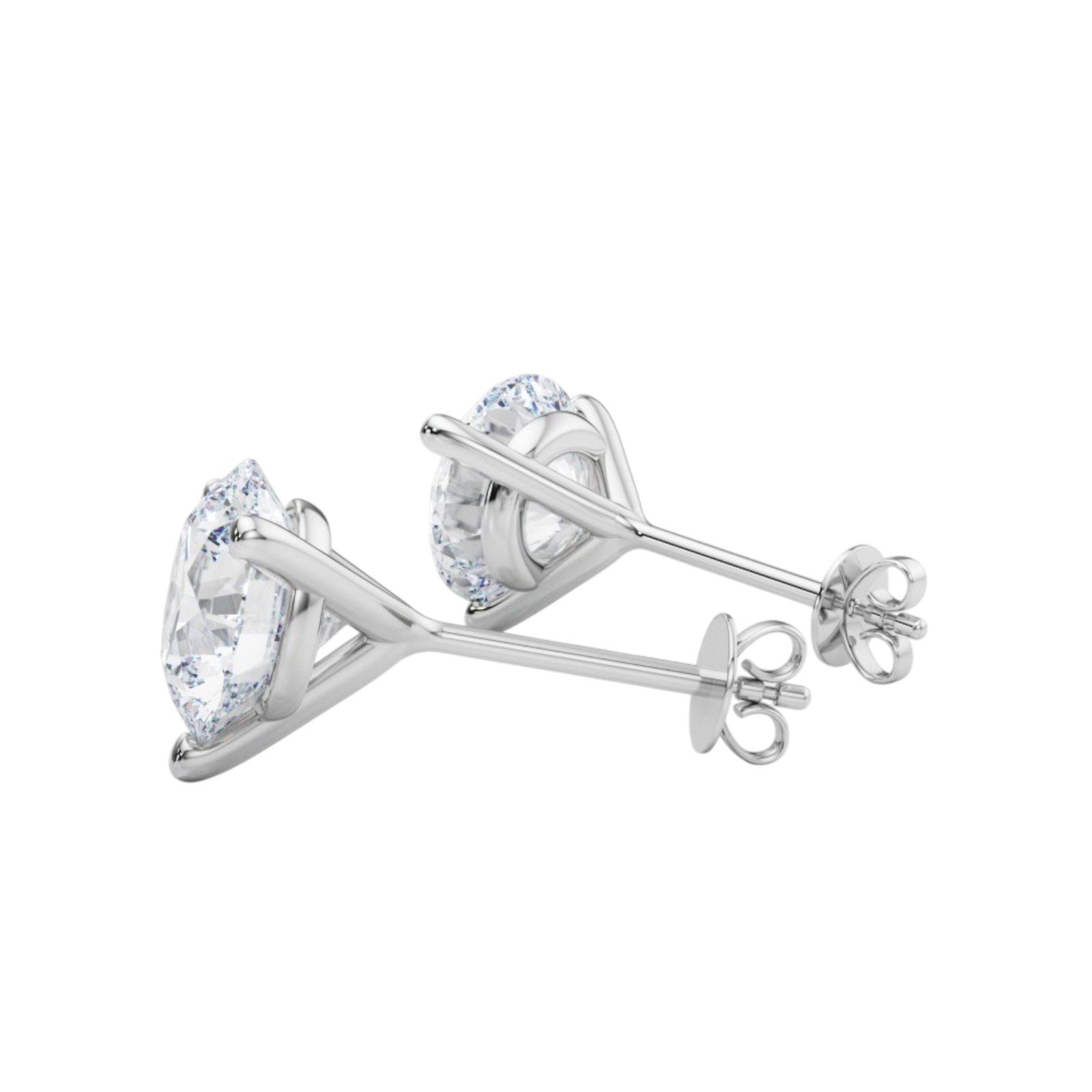 0.30 Carat Round Cut Diamond Martini Stud Earrings With Push Back In 14K White & Yellow Gold