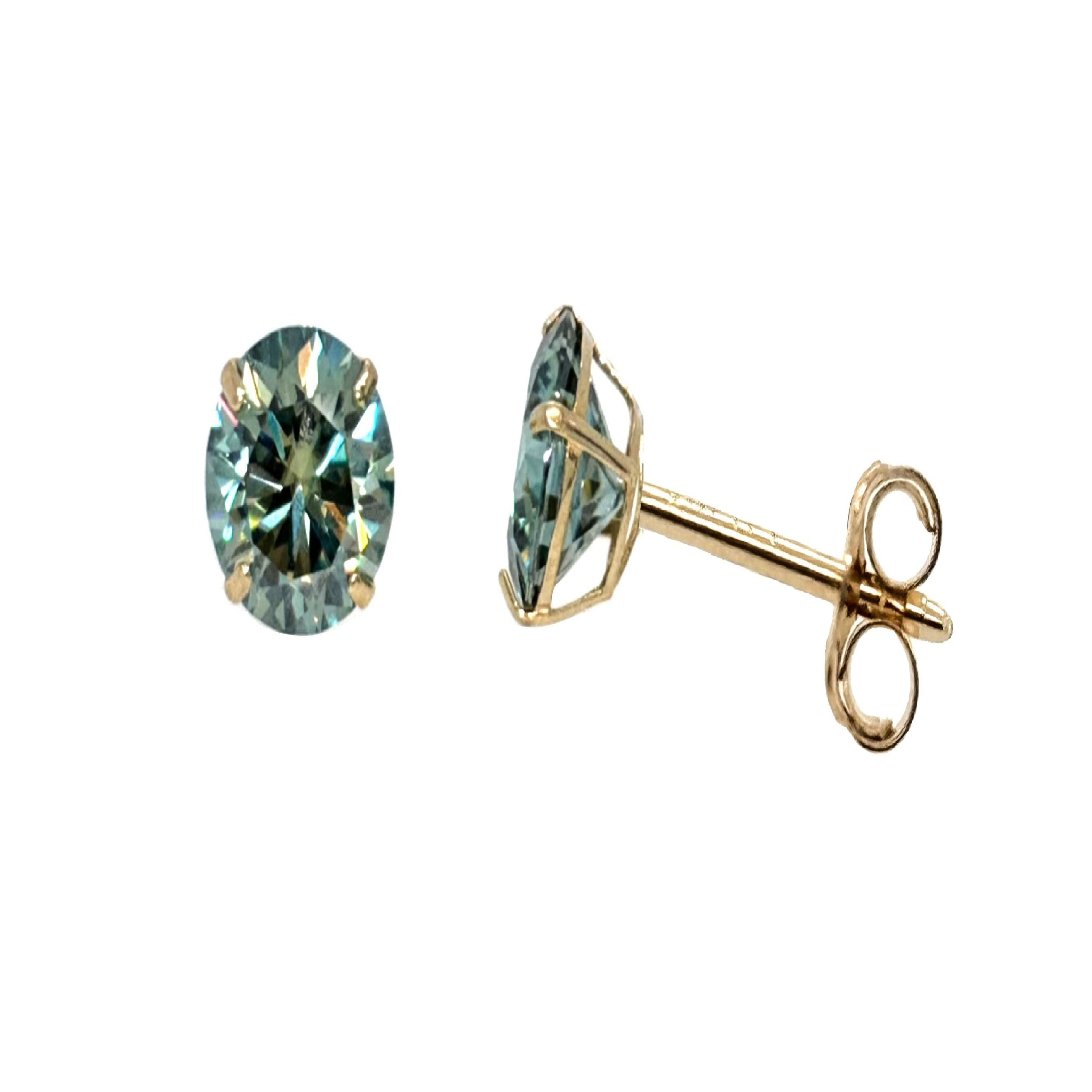 Gemstone Stud Earrings 3mm In 14K Solid Yellow Gold Women Jewelry